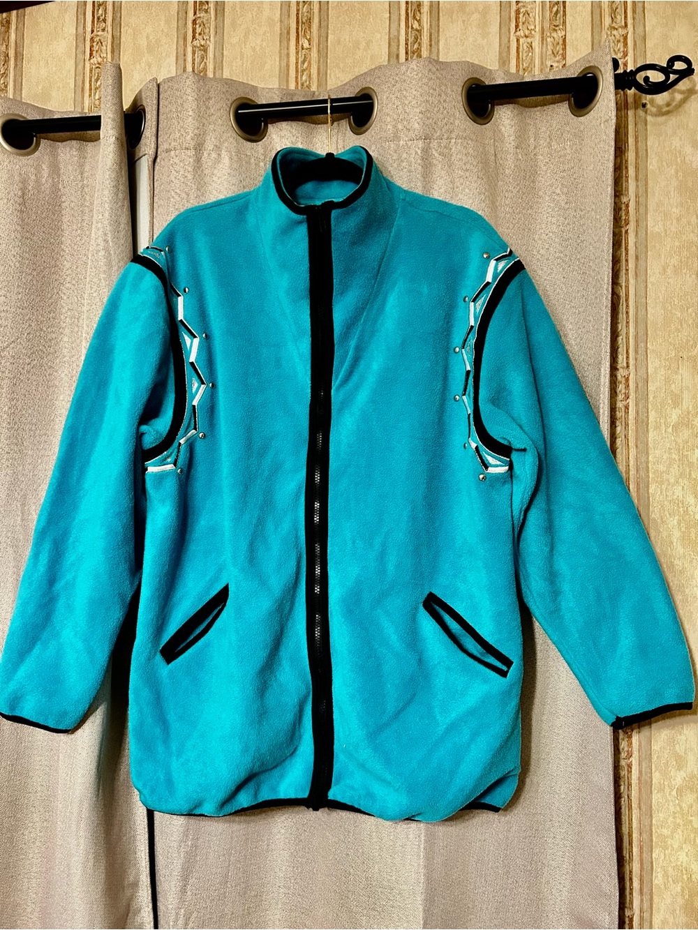 Bob Mackie Vintage Teal Fleece Zip-Front Jacket - Women Medium